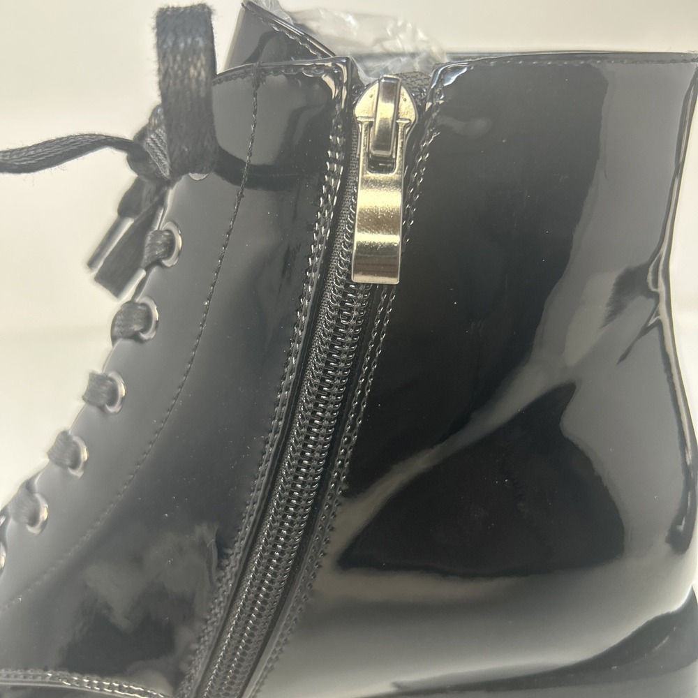 Castamere Womens Patent Leather Ankle Boots Square Toe Lace Up Size 9M NIB Black - Picture 15 of 16